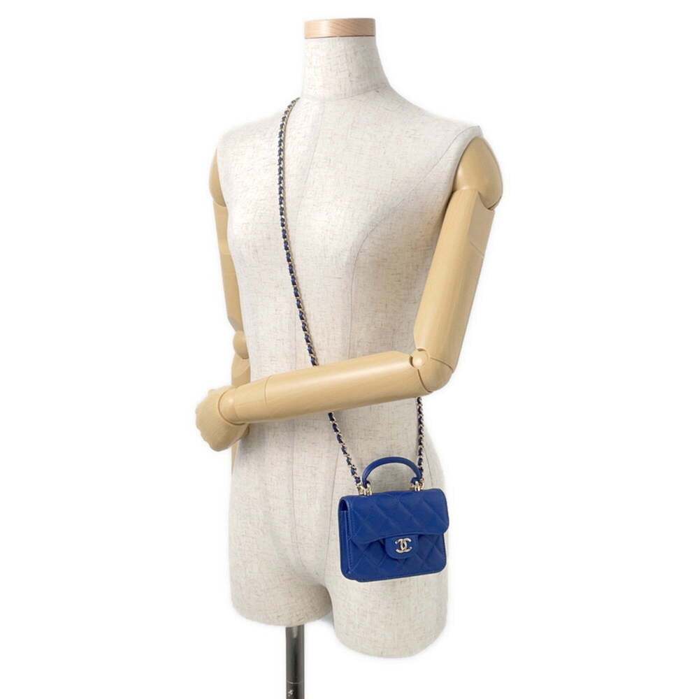 CHANEL Authentic Blue Lambskin Leather Logo Wallet - Picture 4 of 16